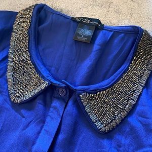 Grass Collection - blue blouse, size small.